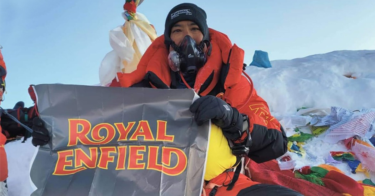 Rider Pramod Shrestha 'Goofy' Summits Mt Everest; Hoists Royal Enfield Banner