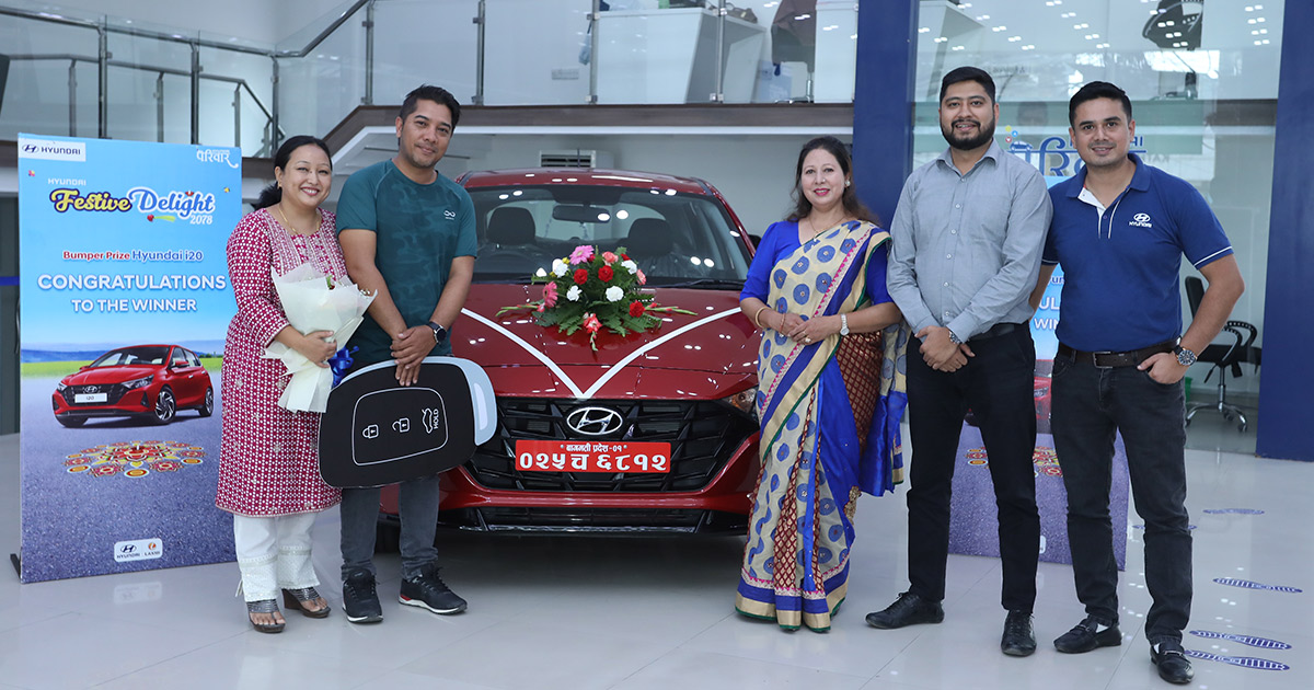 Prize Handed Over To The Lucky Winner of “Hyundai Festive Delight 2078” Offer