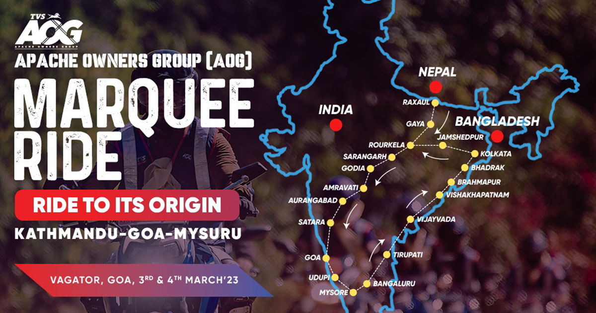 TVS Nepal's AOG Ride Goes International; Marquee Ride To Goa Starts Tomorrow